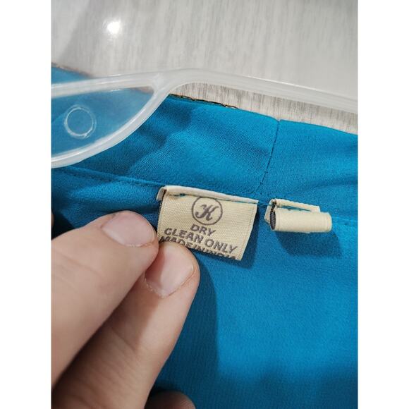 Indian Blue Sequin Jeweled Gold XL Embroidered Tunic Top Turquoise Ornate Saree - Picture 5 of 8